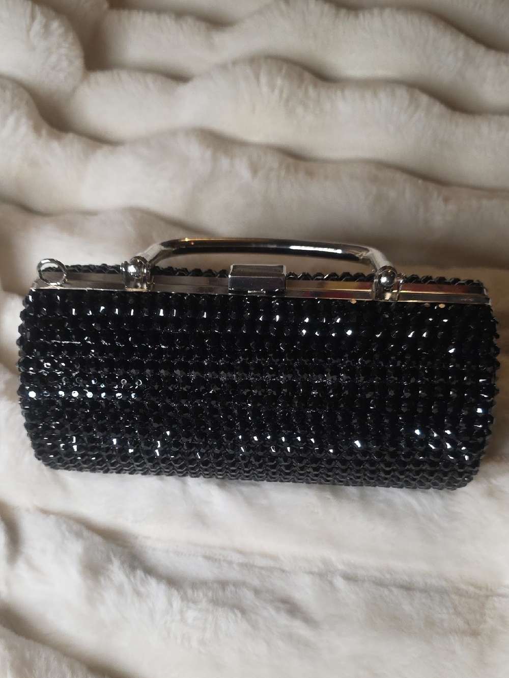 Black Beaded Evening Clutch Bag